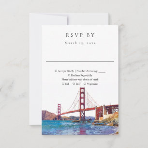 Cartons Réponse Mariage élégant à San Francisco à l'aquarelle