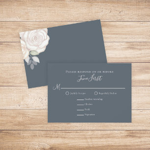 Cartons Réponse Mariage Elégant Aquarelle Blush Roses Floral Grey