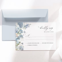Mariage Élégant Aquarelle Florale Bleu Poussiéreux
