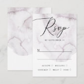 Cartons Réponse Mariage élégant aquarelle poussiéreux écriture vio (Devant / Derrière)