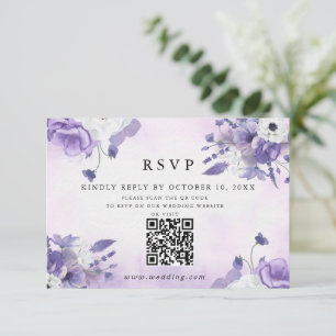 Cartons Réponse Mariage élégant aquarelle violette