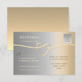 Cartons Réponse Mariage élégant argent et or (Devant / Derrière)