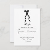 Cartons Réponse Mariage élégant au ruban noir (Devant)