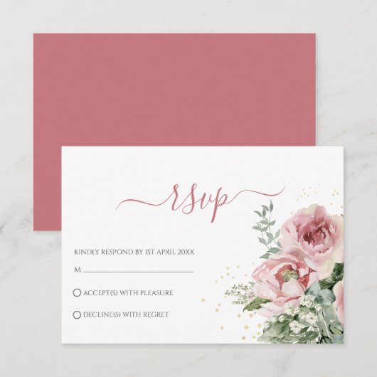 Cartons Réponse Mariage élégant aux feuilles d'eucalyptus verdure (Devant / Derrière)