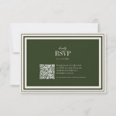 Cartons Réponse Mariage Élégant avec Code QR et Vert Olive d'Argen (Dos)
