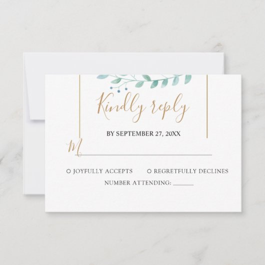 Cartons Réponse Mariage Élégant avec Verdure d'Eucalyptus (Devant)