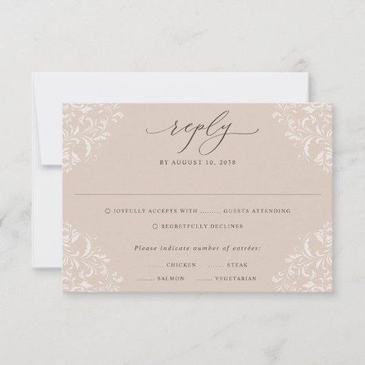 Cartons Réponse Mariage Élégant Beige Taupe Classique Neutre (Devant)