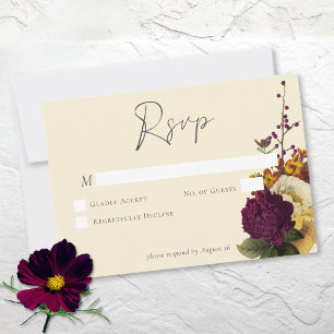 Cartons Réponse Mariage Élégant Bijou Vintage Floral Ivoire