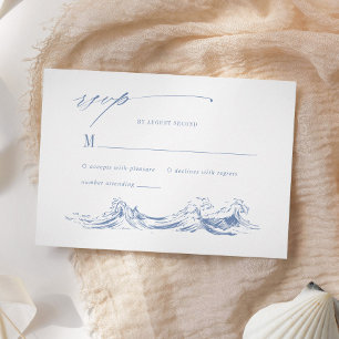 Cartons Réponse Mariage élégant bleu côtier au bord de la mer