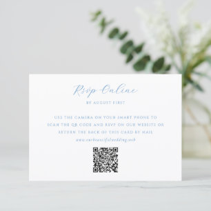 Cartons Réponse Mariage élégant bleu et blanc de style côtier chic