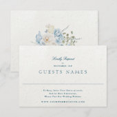 Cartons Réponse Mariage élégant bleu romantiquement classique QR C (Devant / Derrière)