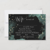 Cartons Réponse Mariage élégant bleu, vert, or (Devant)