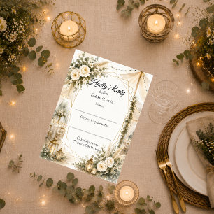 Cartons Réponse Mariage Élégant Bohème 
