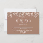 Cartons Réponse Mariage élégant Botanique Mocha Mousse Boho (Devant)