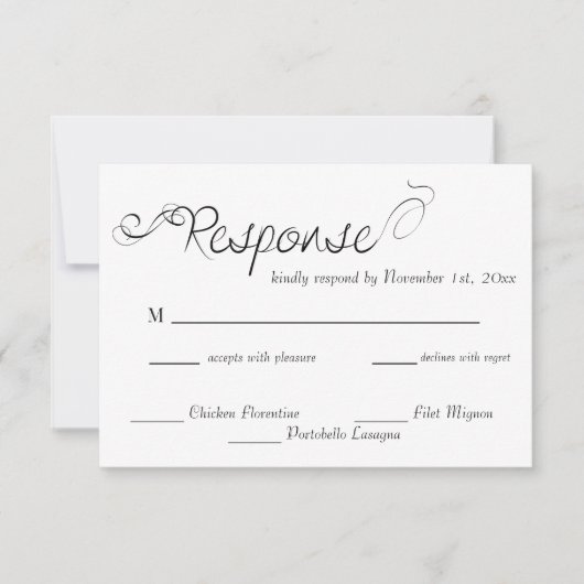 Cartons Réponse Mariage Élégant Calligraphié (Devant)