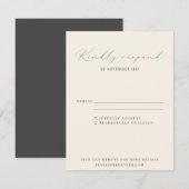 Cartons Réponse Mariage Élégant Classique Noir et Blanc Script (Devant / Derrière)