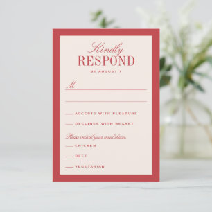 Cartons Réponse Mariage Élégant Classique Rouge et Crème