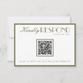 Cartons Réponse Mariage élégant Code QR Vert Olive Ancienne Fortun (Devant)
