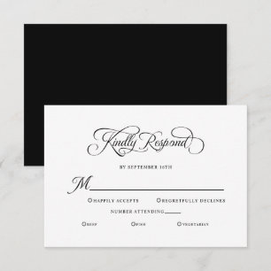 Cartons Réponse Mariage élégant Correspondre Clairement Calligraph