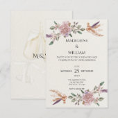 Cartons Réponse Mariage élégant de Boho rustique moderne (Devant / Derrière)