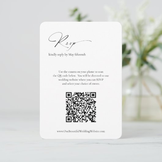 Cartons Réponse Mariage élégant du code QR formel moderne minimal (Debout devant)