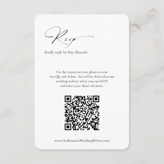 Cartons Réponse Mariage élégant du code QR formel moderne minimal (Devant)