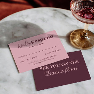 Cartons Réponse Mariage Élégant et Moderne de Luxe Rouge Foncé