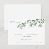 Cartons Réponse Mariage Élégant Feuillage Vert (Devant / Derrière)