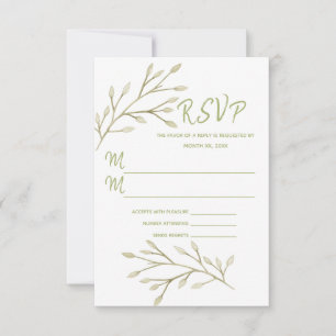 Cartons Réponse Mariage Élégant Feuilles de forêt rose douce