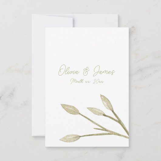 Cartons Réponse Mariage Élégant Feuilles de forêt rose douce (Dos)