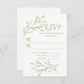 Cartons Réponse Mariage Élégant Feuilles de forêt rose douce (Devant / Derrière)