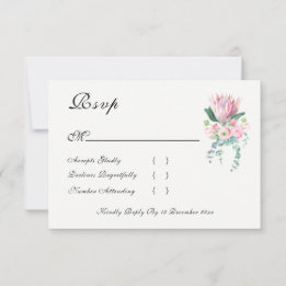Cartons Réponse Mariage Élégant Fleur de Protea Roi Aquarelle