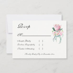 Cartons Réponse Mariage Élégant Fleur de Protea Roi Aquarelle