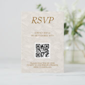 Cartons Réponse Mariage Elegant Floral Beige QR (Debout devant)