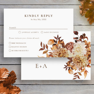 Cartons Réponse Mariage Élégant Floral d'Automne