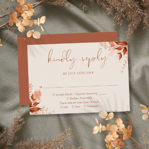 Cartons Réponse Mariage Élégant Floral Rustique d'Automne