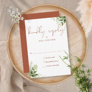 Cartons Réponse Mariage Élégant Floral Végétal Terracotta