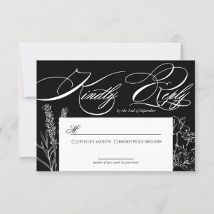 Cartons Réponse Mariage Élégant Gothique aux Fleurs Sauvages