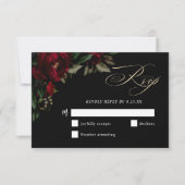 Cartons Réponse Mariage élégant gothique rouge vert foncé moody (Devant)
