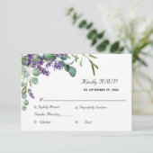 Cartons Réponse Mariage élégant Lavande et Eucalyptus (Debout devant)