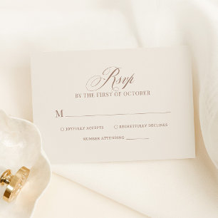 Cartons Réponse Mariage Élégant Luxueux Neutre en Ivoire et Taupe