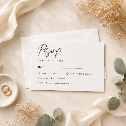Cartons Réponse Mariage Élégant Minimaliste