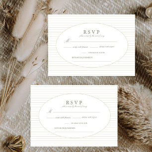 Cartons Réponse Mariage élégant minimaliste à rayures vertes