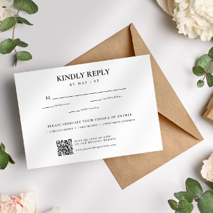 Cartons Réponse Mariage élégant minimaliste blanc