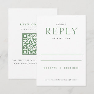Cartons Réponse Mariage Élégant Minimaliste de Type Sage & Blanc
