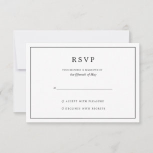 Cartons Réponse Mariage Élégant Minimaliste Noir et Blanc