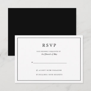Cartons Réponse Mariage Élégant Minimaliste Noir et Blanc avec Bor