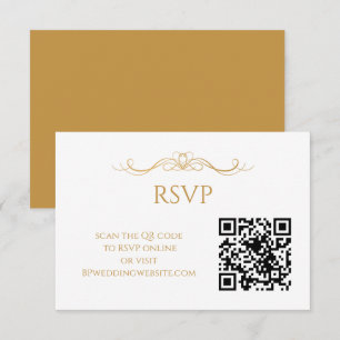 Cartons Réponse Mariage élégant moderne avec code QR or et blanc
