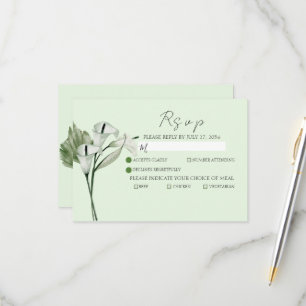Cartons Réponse Mariage Élégant Moderne avec Lys Callas Blancs