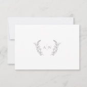 Cartons Réponse Mariage élégant moderne avec monogramme feuillu (Dos)